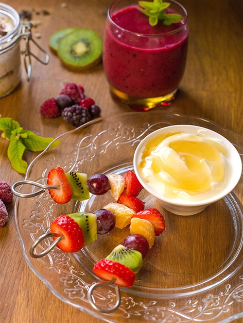 Fruit Kebab and Smoothie